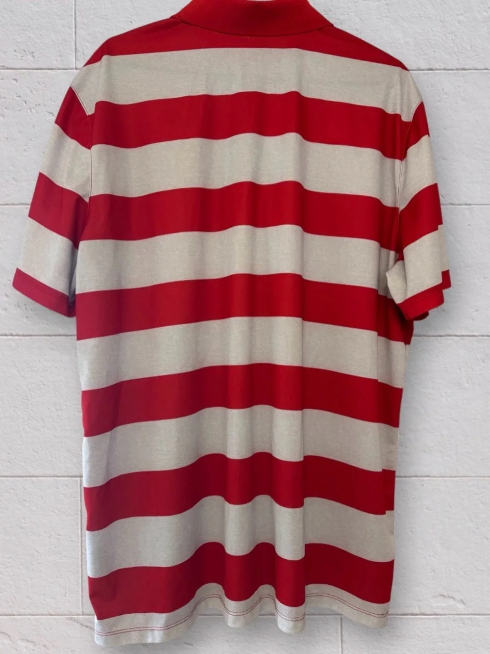 Nike DRI-FIT Red & White Horizontal Striped Polo